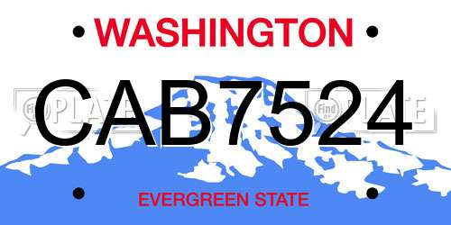 CAB7524 Washington License Plate