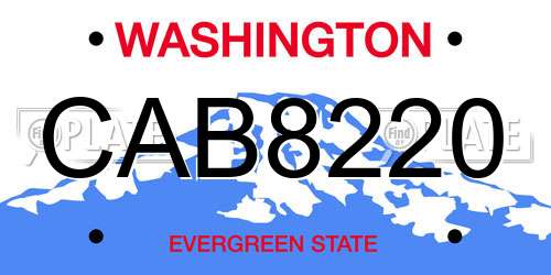 CAB8220 Washington License Plate