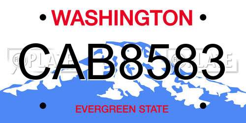 CAB8583 Washington License Plate