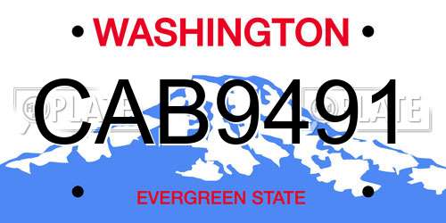 CAB9491 Washington License Plate