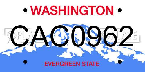 CAC0962 Washington License Plate