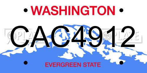 CAC4912 Washington License Plate