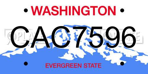 CAC7596 Washington License Plate