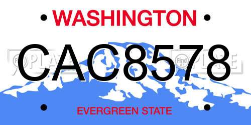 CAC8578 Washington License Plate