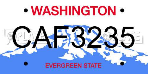 CAF3235 Washington License Plate