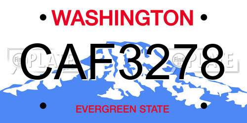 CAF3278 Washington License Plate