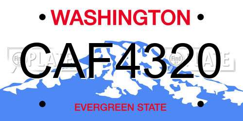 CAF4320 Washington License Plate
