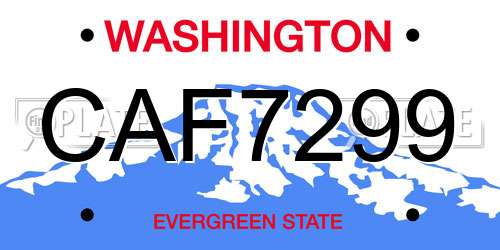 CAF7299 Washington License Plate