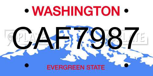 CAF7987 Washington License Plate