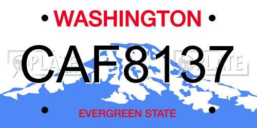 CAF8137 Washington License Plate