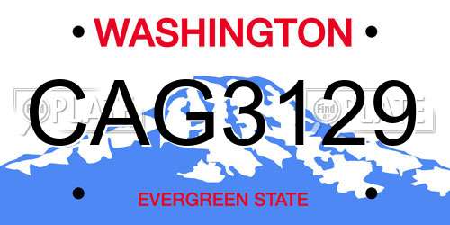CAG3129 Washington License Plate
