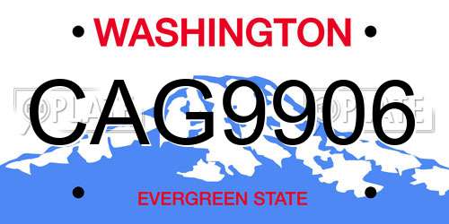 CAG9906 Washington License Plate