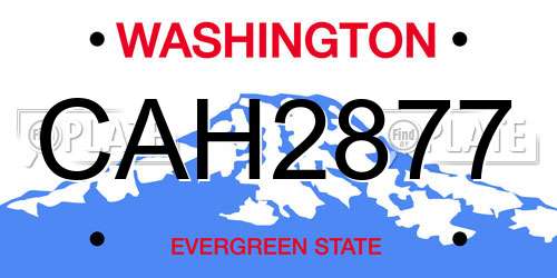 CAH2877 Washington License Plate