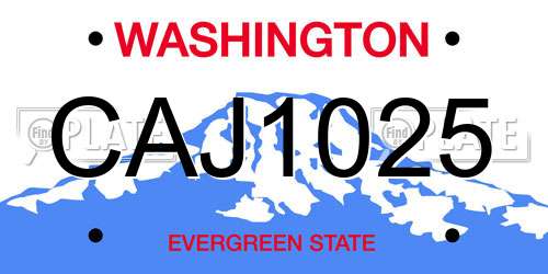 CAJ1025 Washington License Plate