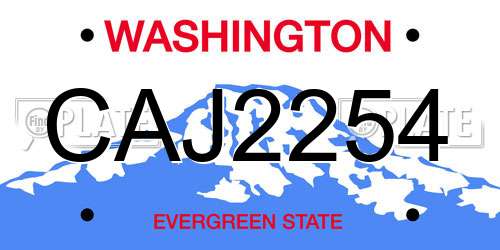 CAJ2254 Washington License Plate