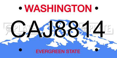 CAJ8814 Washington License Plate