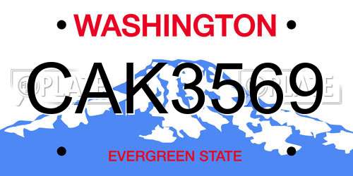 CAK3569 Washington License Plate