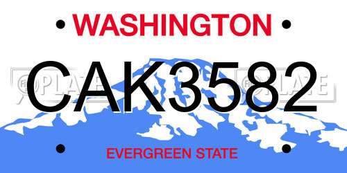 CAK3582 Washington License Plate