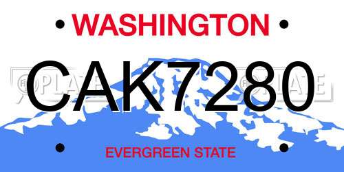 CAK7280 Washington License Plate