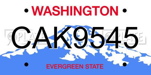 CAK9545 Washington License Plate