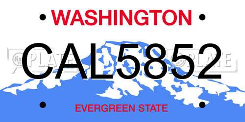 CAL5852 Washington License Plate