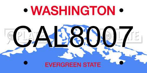 CAL8007 Washington License Plate