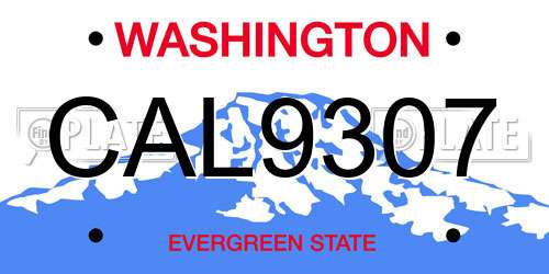 CAL9307 Washington License Plate