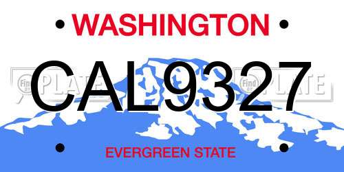 CAL9327 Washington License Plate
