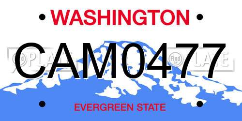 CAM0477 Washington License Plate