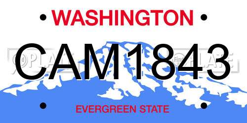 CAM1843 Washington License Plate