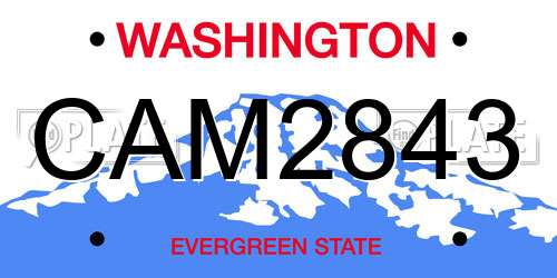 CAM2843 Washington License Plate