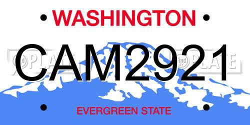 CAM2921 Washington License Plate