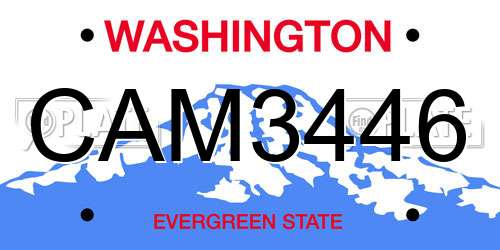 CAM3446 Washington License Plate