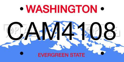 CAM4108 Washington License Plate