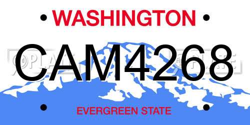 CAM4268 Washington License Plate