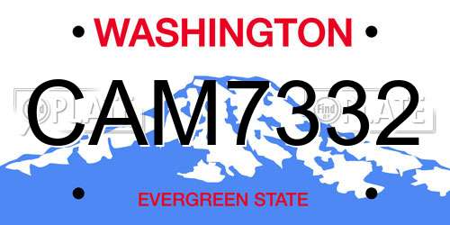 CAM7332 Washington License Plate