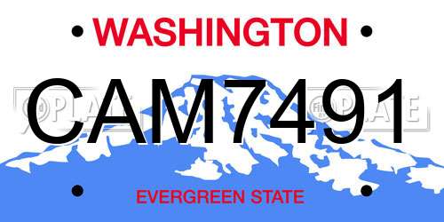 CAM7491 Washington License Plate