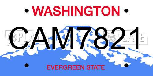 CAM7821 Washington License Plate