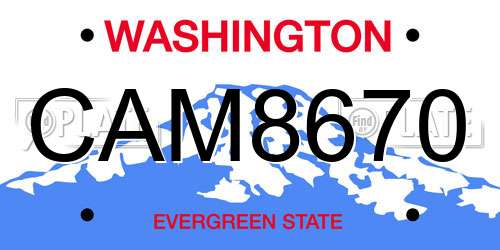 CAM8670 Washington License Plate