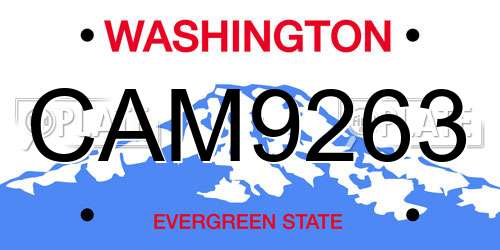 CAM9263 Washington License Plate