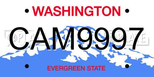 CAM9997 Washington License Plate