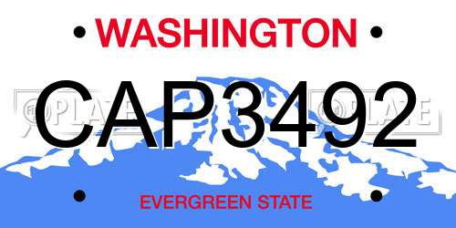 CAP3492 Washington License Plate