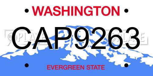 CAP9263 Washington License Plate