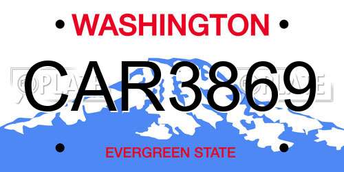 CAR3869 Washington License Plate