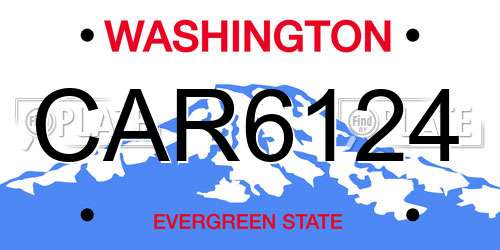 CAR6124 Washington License Plate