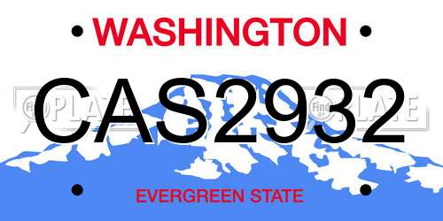 CAS2932 Washington License Plate
