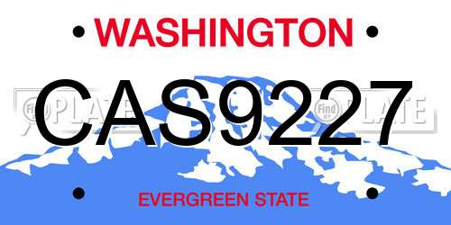 CAS9227 Washington License Plate