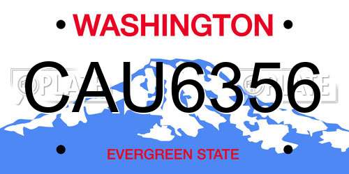 CAU6356 Washington License Plate