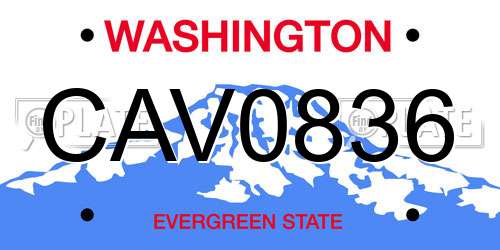 CAV0836 Washington License Plate