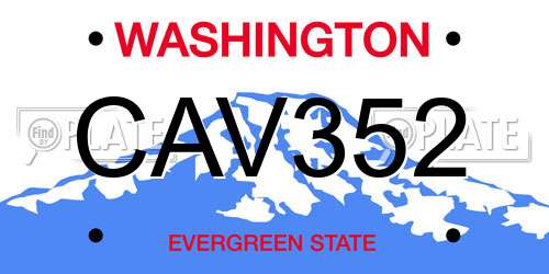 CAV352 Washington License Plate